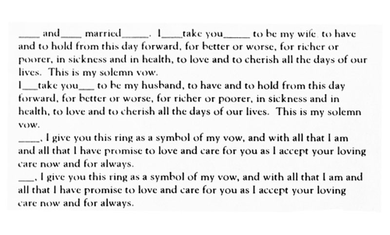 Traditional English Vow Text